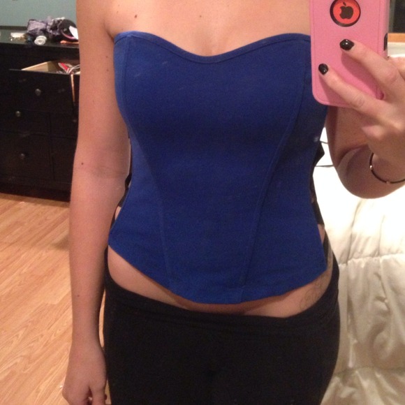 Blue corset tube top