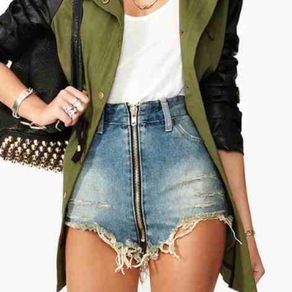 high waisted zipper shorts