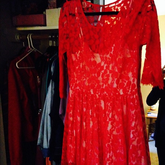 Free people red lace dress size 10 ****HOLDING ***
