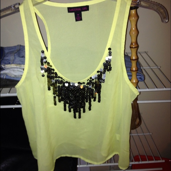 Material Girl cropped yellow sheer top