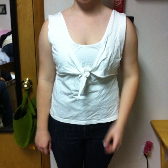 White tank stop shirt with attached cloth in front