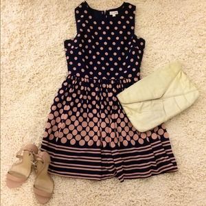 Sleeveless polka dot A-line dress