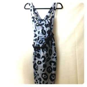 Vince camuto cross back blue leopard dress NEW