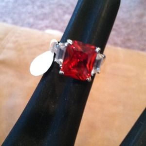 NWT Emerald Cut Garnet Ring Size 8