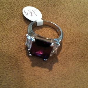 NWT Emerald Cut Amethyst CZ Ring Size 6 and 7