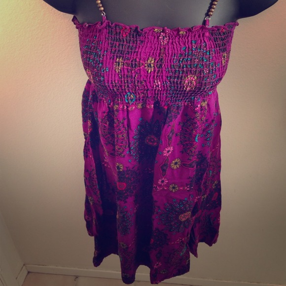 Adjustable straps above knee high purple dress
