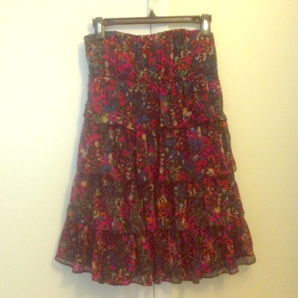 Strapless floral mini dress