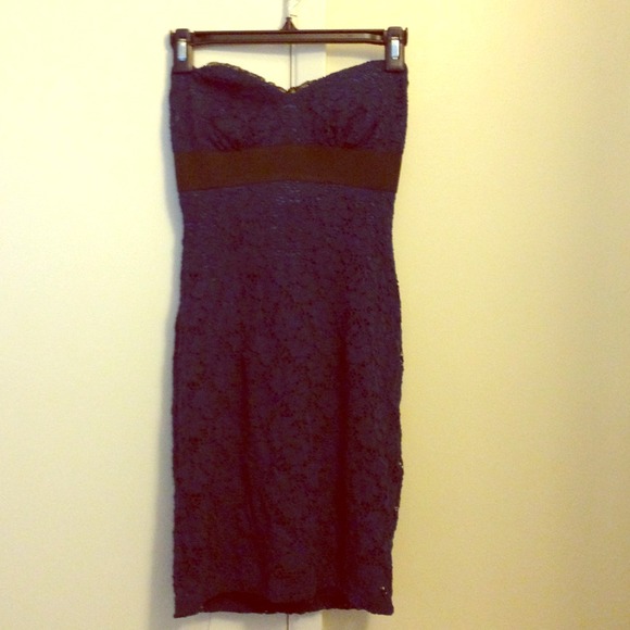 Strapless dark blue dress
