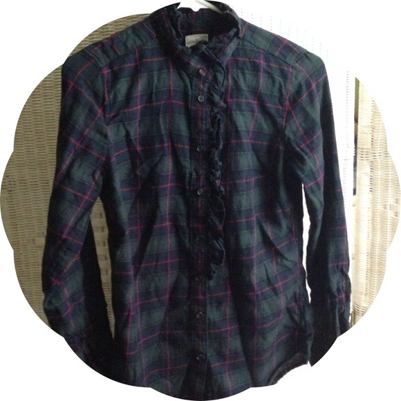 Plaid Button Down with Adorable Ruffle Details