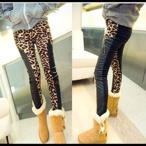 Leopard/ Leather Leggings
