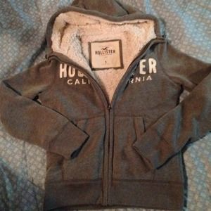 Sold!!!!! Small Hollister fur lined zip up hoodie