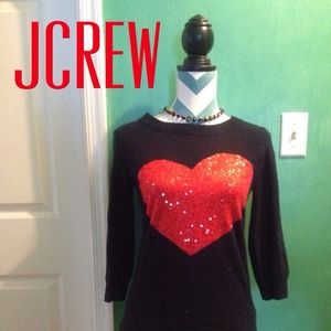 REDUCED 💙 Navy sweater with sequin heart! NWOT