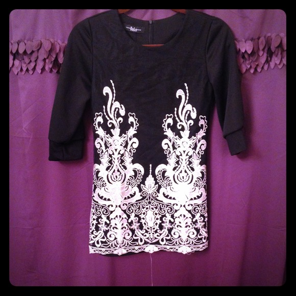 **SOLD** Embroidered detail black dress