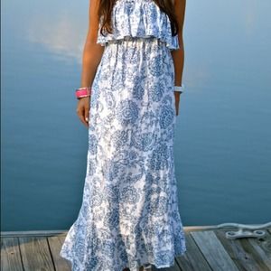 Blur and white maxi dress