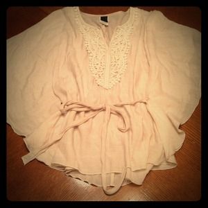 Cream crochet design top with belt