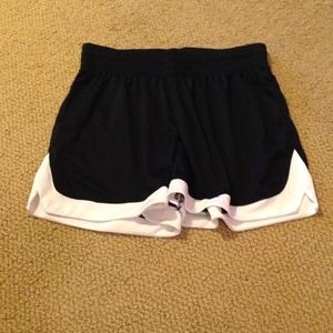 Black and white workout shorts