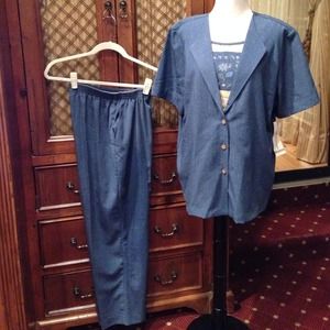 Great 2 piece denim outfit Shirt attached  jacket