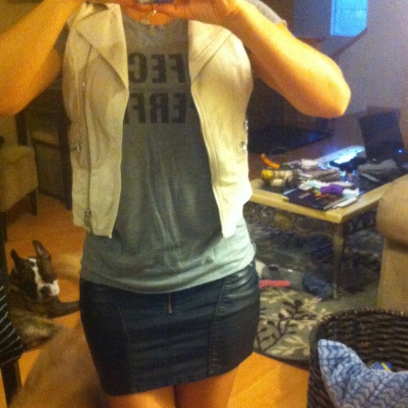 H&M faux leather pink/cream sleeveless jacket sz4