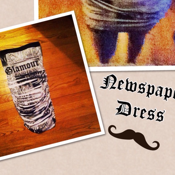 Newspaper Print Bodycon Dress