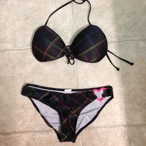 Black and rainbow swimsuit