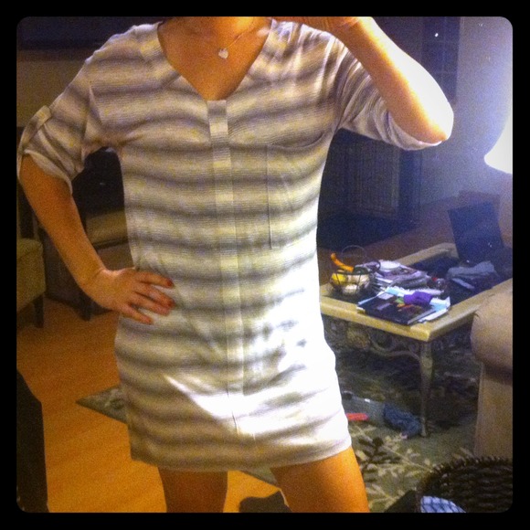 BCBG tan and baby pink stripped dress size small