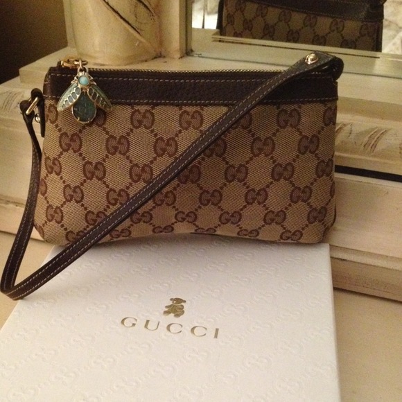 Gucci bag w/ custom crystal bumblebee zipper pull.
