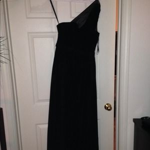 Long, black, one shoulder dress