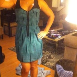 Francesca's grey/blue and black dress. Zip up sz M