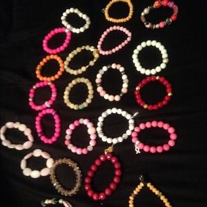 Handmade beaded stretch bracelets.