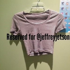 Blue and White Tight Crop Top