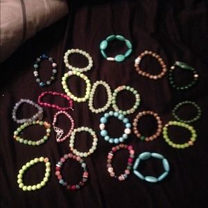 Handmade beaded stretch bracelets.