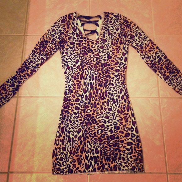 SOLD! Leopard Lace-Up Sweater Dress