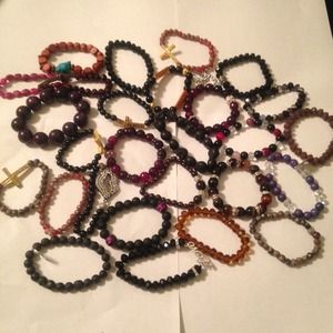 Handmade beaded bracelets.