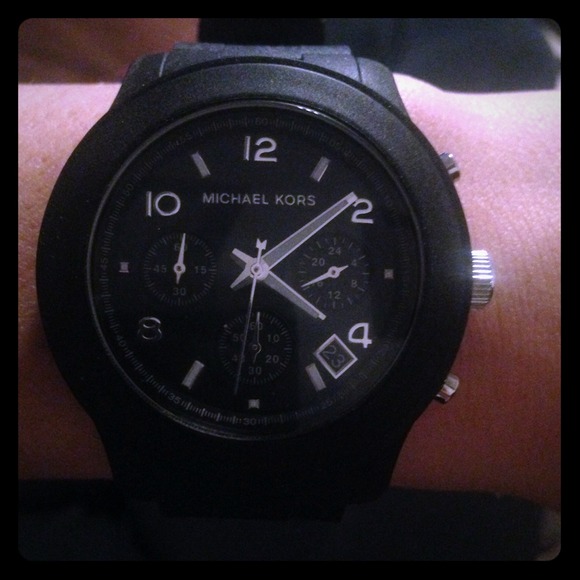 All black rubber MK watch