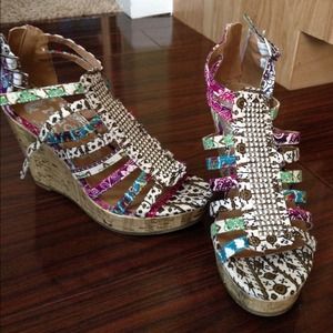 MUDD colorful wedge sandals