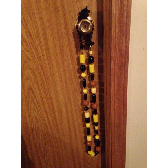 Long chunky beaded necklace.