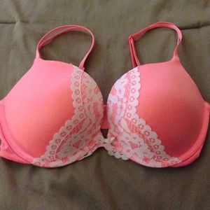 Neon Coral Victorias Secret "Very Sexy" PushUp Bra