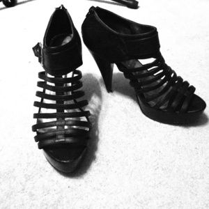 Black Caged Heels