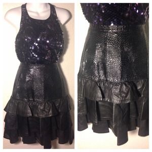 Vintage Italy Made leather tiered skirt