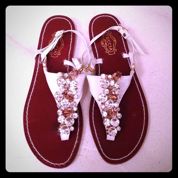 White T-strap flats Tuccia Di Capri