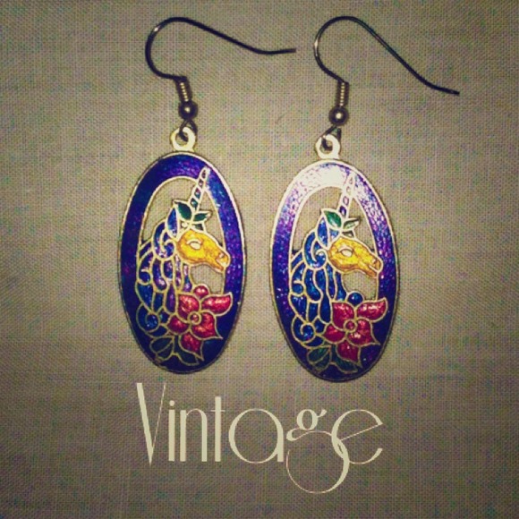 Vintage Unicorn Dangle Earrings