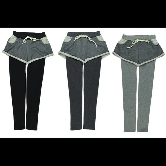 ✂️Reduced✂️Fleece lined one piece legging shorts - Light grey - Picture 2 of 4