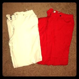 White and burnt orange linen pants