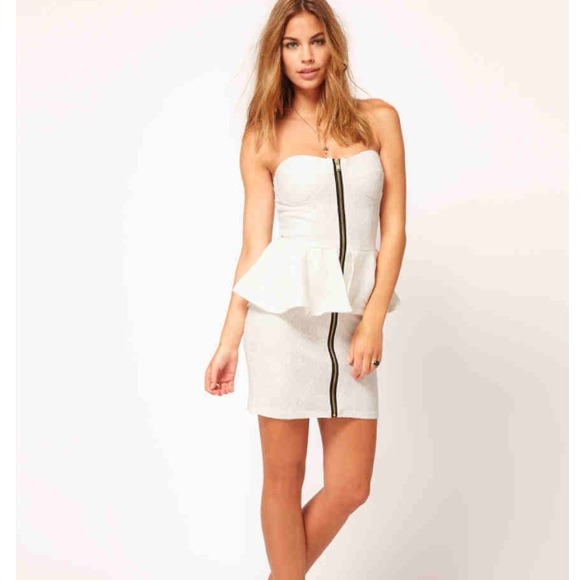 SALE Rare London Asos white lace peplum dress new