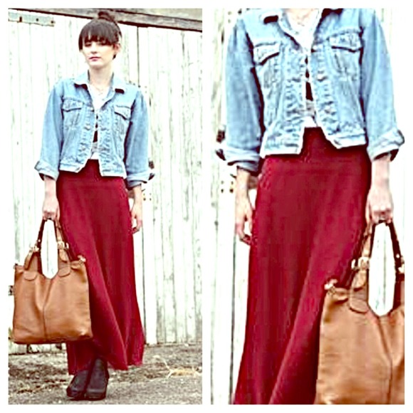 Maroon Maxi Skirt