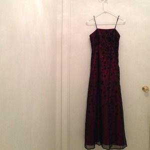 The dress is red and black