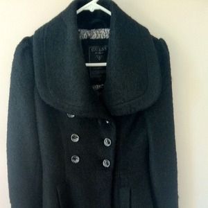 Guess! Black Wool Dress Peacoat XS