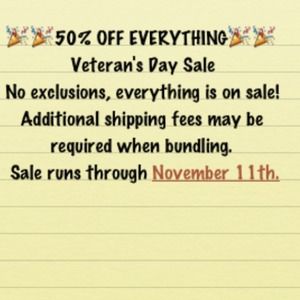 50% Off Everything!  No Exclusions!