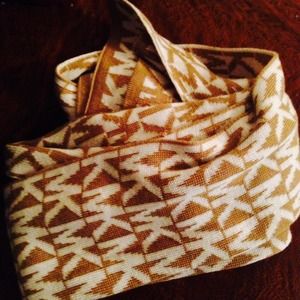 Tan & White MK Scarf