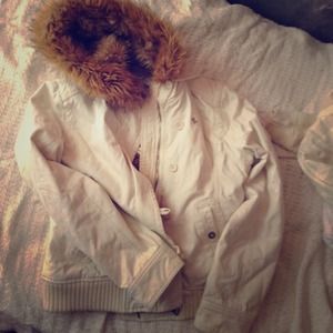 Abercrombie and Fitch zip up fur jacket